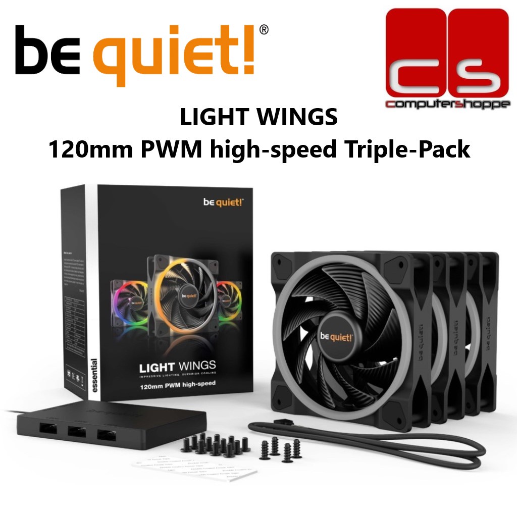 Be Quiet! Light Wings 120mm PWM High-Speed Triple Pack - 3 Ventilateurs ARGB Silencieux Avec Hub