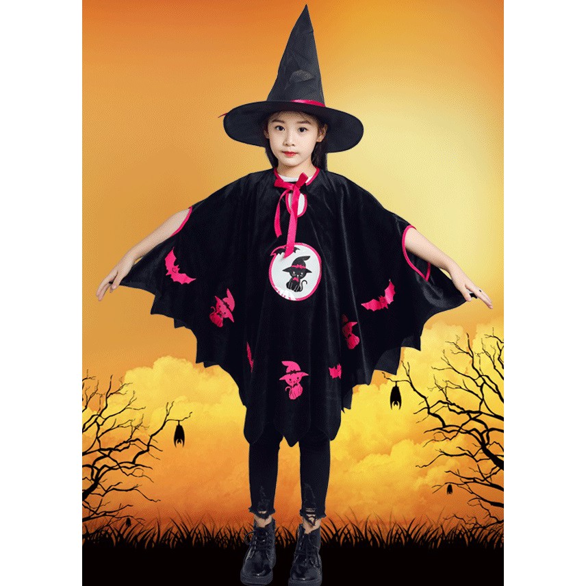 Halloween Cape Black Witch Cloak Pumpkin | Shopee Malaysia