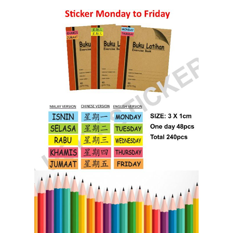 Monday to Friday sticker | Shopee Malaysia