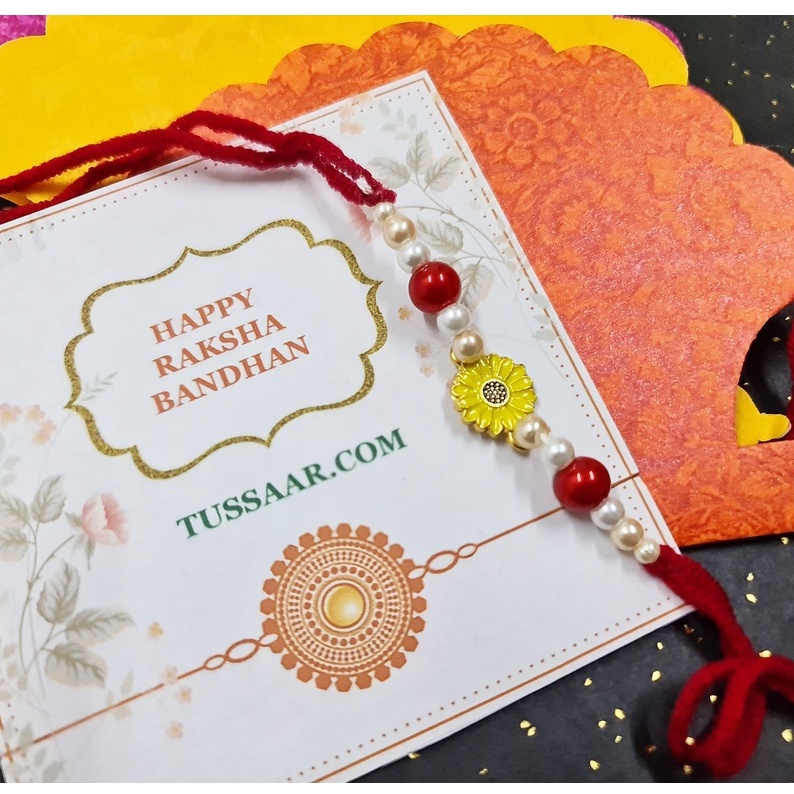 Exclusive Yellow Floral Meena Rakhi for your Brothers Raksha Bandhan ...
