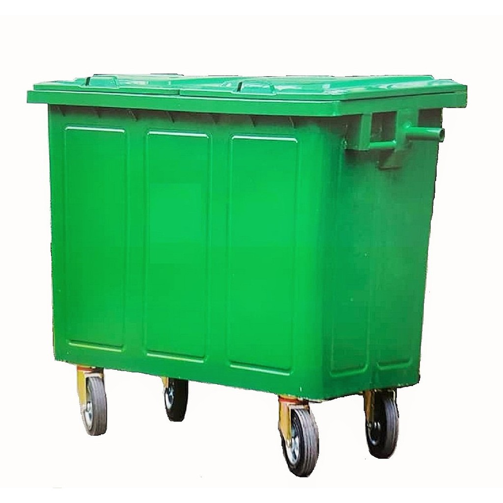 Muhibbah 4 Wheel Galvanised Steel Mobile Garbage Bin 660 Litres