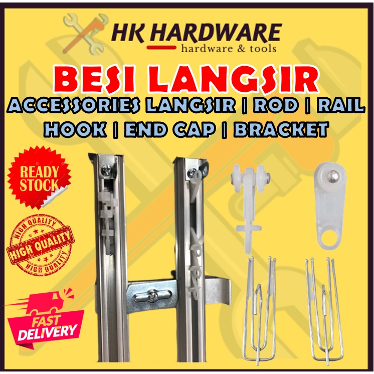 SINGLE LAYER SET BESI LANGSIR PASANG SIAP LANGSIR CURTAIN RAIL ROD RODA