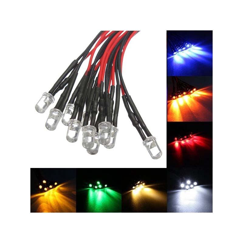Buy 5mm 12v Pre-Wired Flickering/Candle Cool/Clear White LED - Ultra Bright (Pack Of 10) Online At Low Prices In India