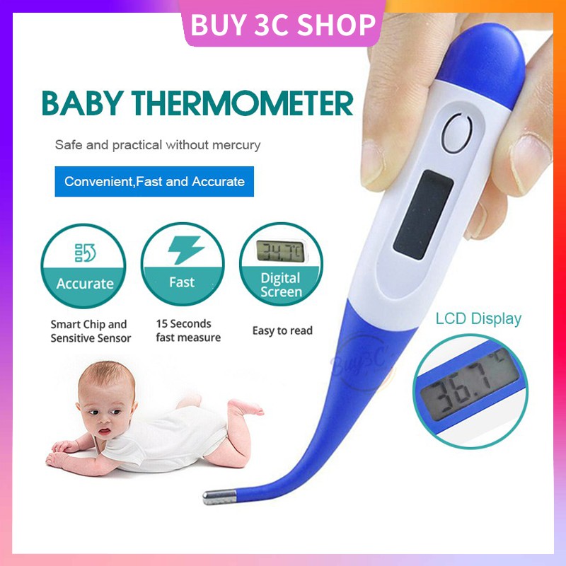 Digital Electronic Lcd Thermometer Measuring Tools Soft Head Baby Kids ...