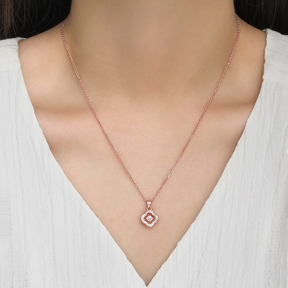 Rose gold sale dancing diamond necklace