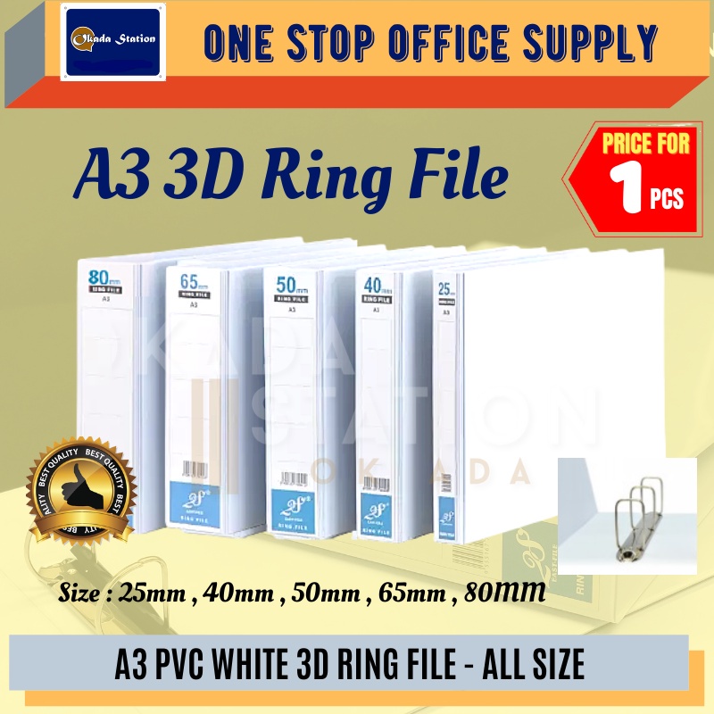 OKADA 3D PVC Ring File (A3) / Fail Kulit Keras / White File / Fail ...