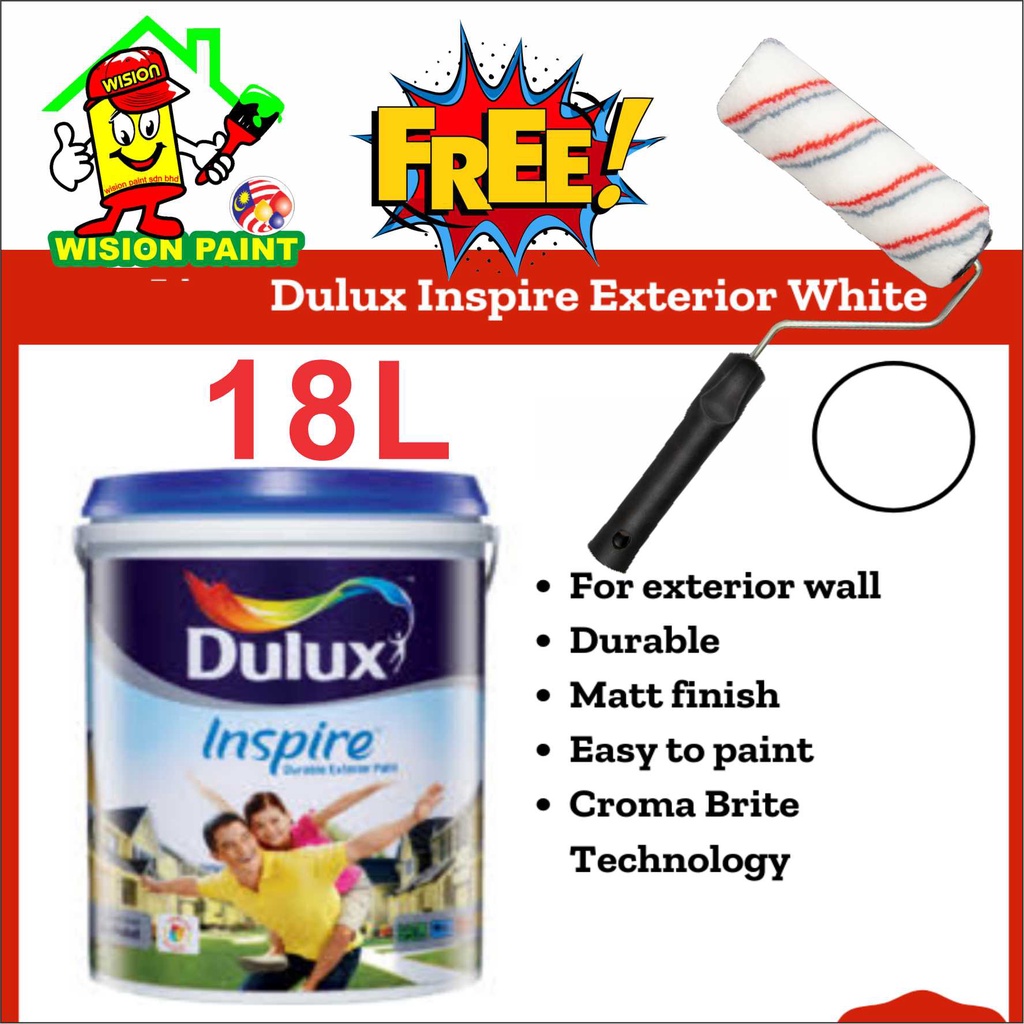 ( PROMOSI HEBAT ) 18L Dulux Inspire Durable Exterior ( WHITE ) Cat ...