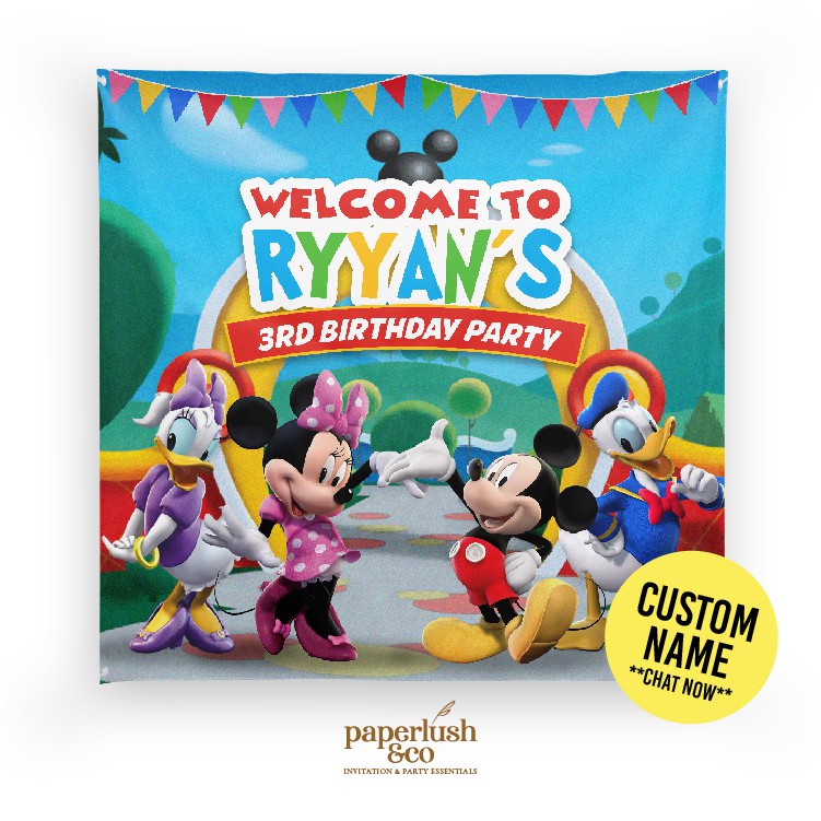 Birthday Banner Birthday Backdrop Hari Jadi Mickey Mouse Clubhouse Shopee Malaysia