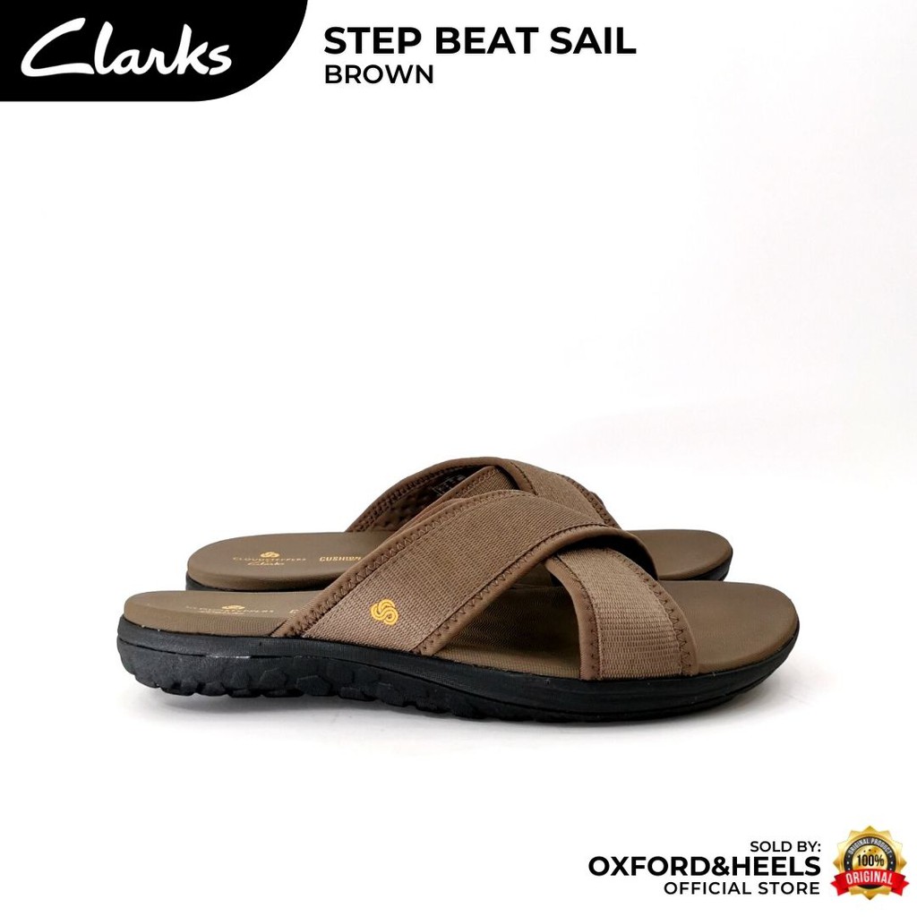 Step Beat Sail Brown Textile Men Cloudsteppers Cushion Soft Casual Slip On Comfortable Sandal Original Shopee Malaysia