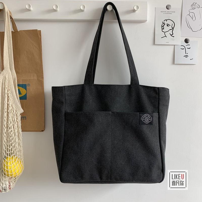 READY STOCK WOOHUU Korean Shoulder Bag Canvas Bag Tote Bag Shopping ...