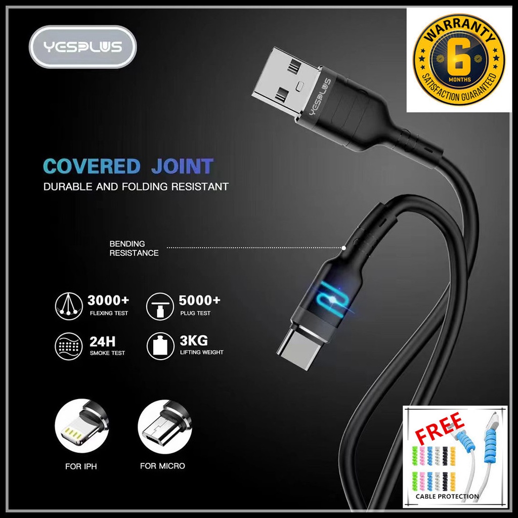 YESPLUS Data Cable / High Speed 5A LED Quick Charging / Durable Safe ...