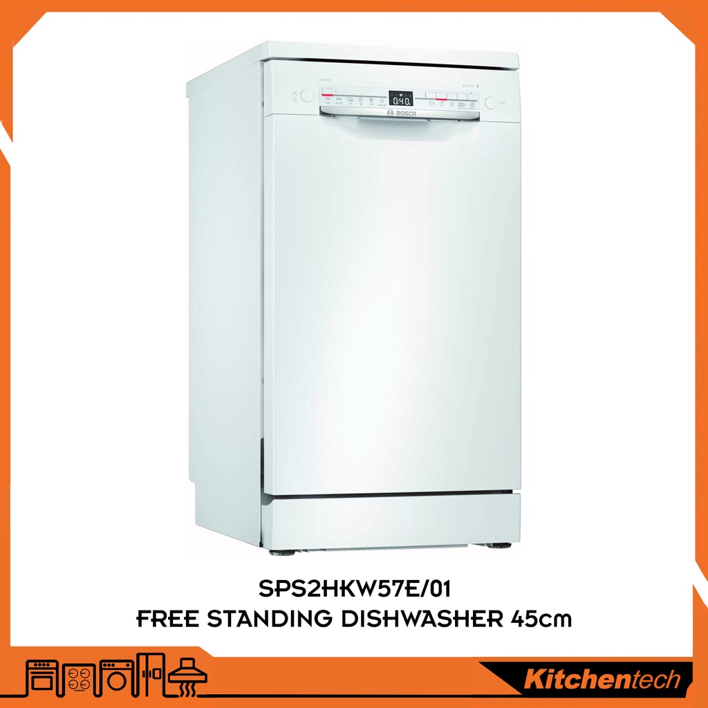 Bosch SPS2HKW57E Serie 2 Freestanding Dishwasher, 45cm, White, EcoSilence Drive Shopee Malaysia