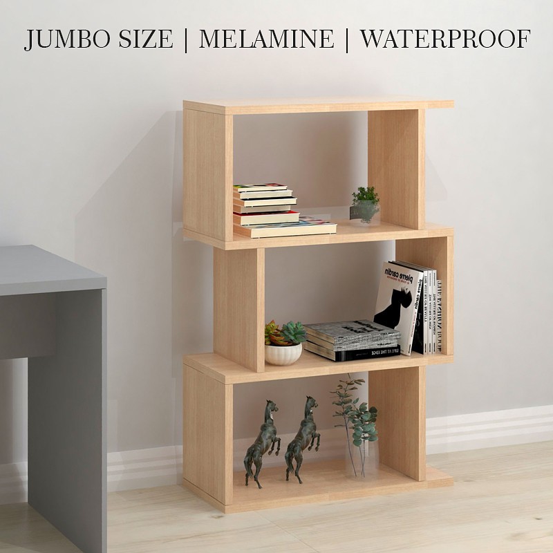 Amber 3 tier divider bookshelf -Beech | Shopee Malaysia