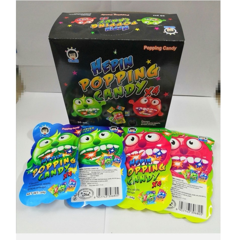 HEPIN POPPING CANDY (30x4G) (STRAWBERRY,APPLE,GRAPE,ORANGE) | Shopee ...