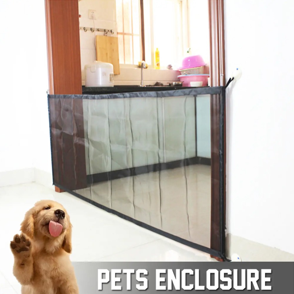 Magic Dog Gate Ingenious Mesh Dog Fence For Indoor and Outdoor Safe Pet Dog Gate Safety