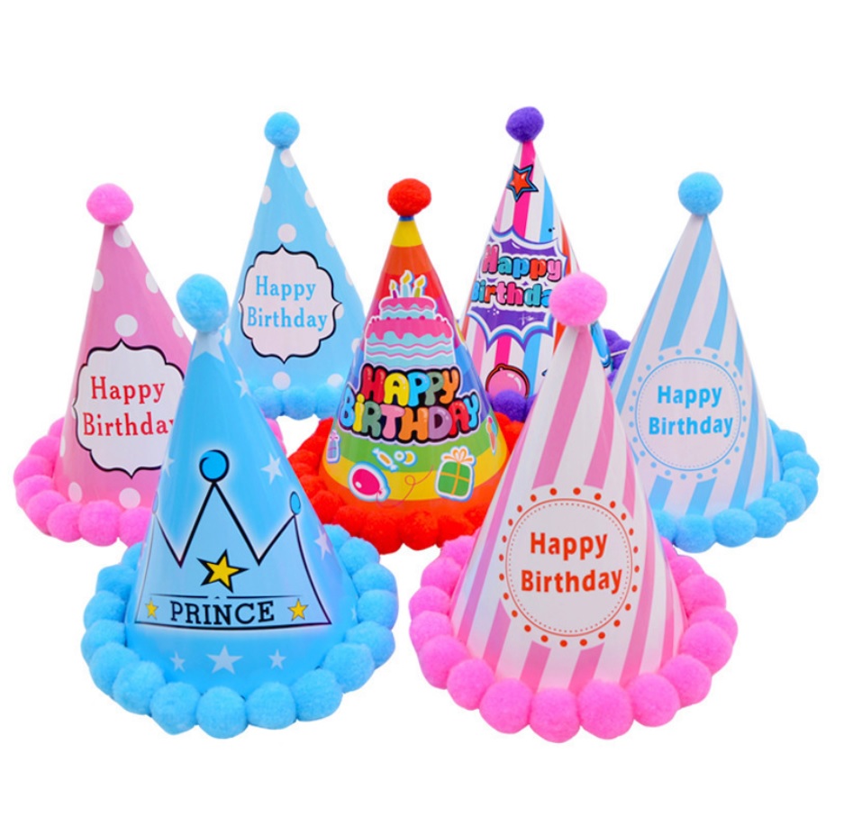 6pcs Cute Cartoon Hat Happy Birthday Party Hat Cap Topi Hari Jadi BH004