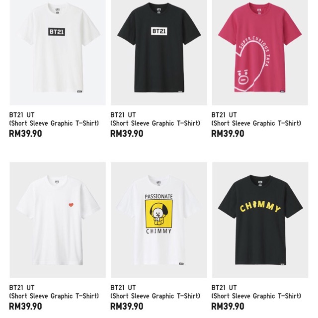 kaos bt21 x uniqlo