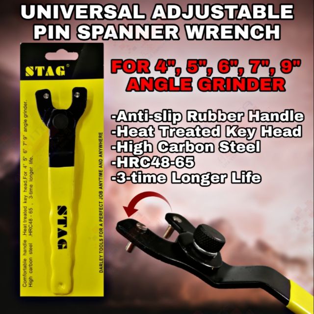 UNIVERSAL ADJUSTABLE PIN SPANNER WRENCH (FOR 4" 5" 6" 7" 9" ANGLE