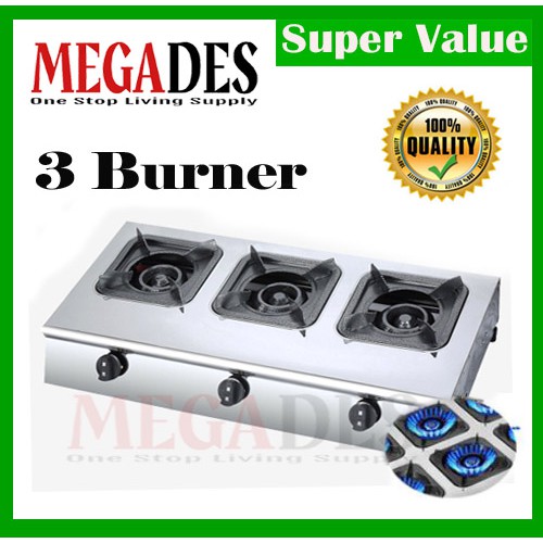 Dapur 3 Burner Kitchen Gas Stove 3 Burner Multi Functional Gas Stove 1pc