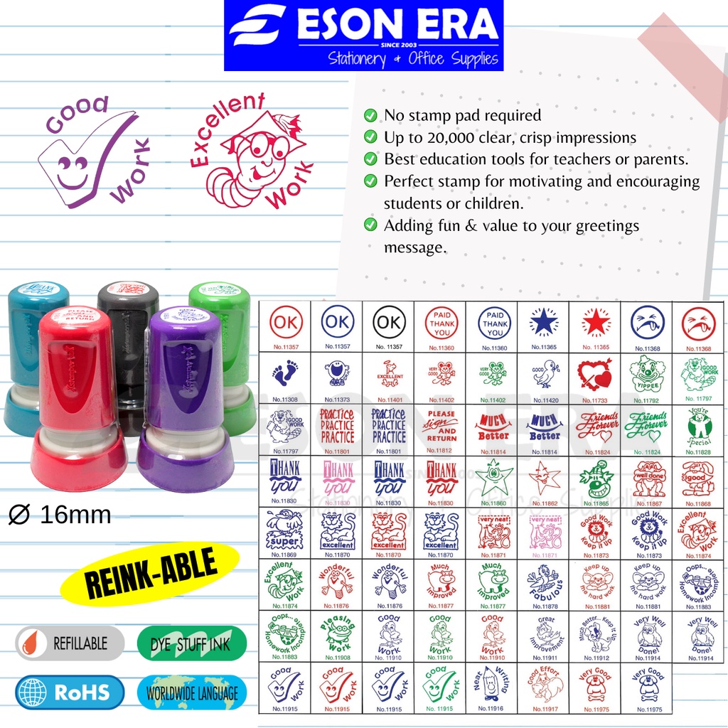 Artline Xstamper vX Round 16mm Refillable Ink Stamp ESE16V Chop Cikgu