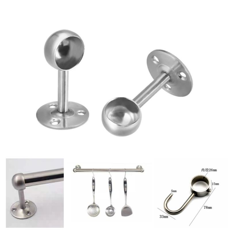 25mm Solid Stainless Steel Towel Rod Bracket Holder ( Hollow Center