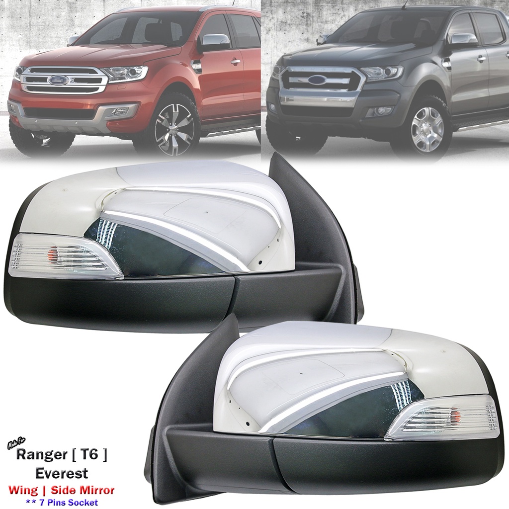 Chrome Side Mirror w/ LED & Electric Folding 7 Pins For Ford Ranger T6