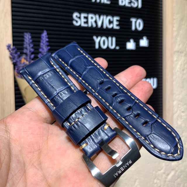 Panerai Leather Strap Blue Crocodile Design 24mm 26mm Shopee