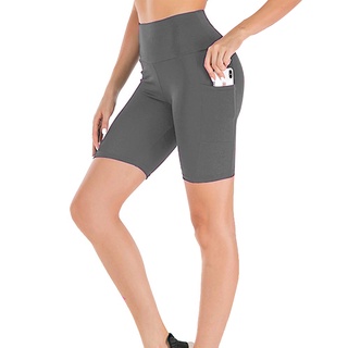 Aoliks High Waist Biker Shorts for Women with Side Pockets Tummy Control  Running Exercise Spandex Yoga Shorts