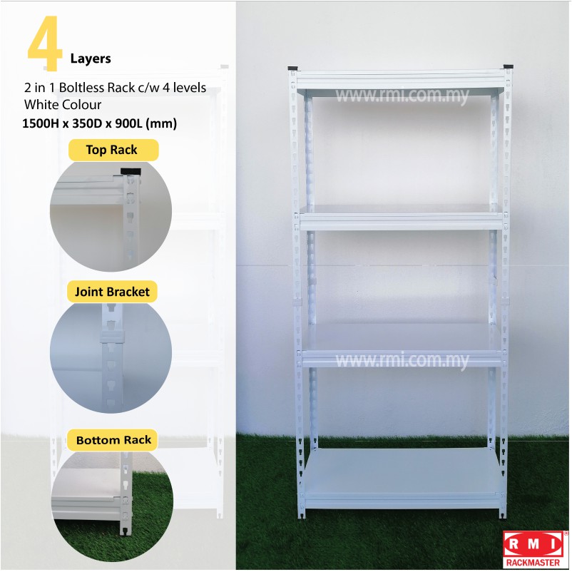 RMI 2IN1 Boltless Rack wt 4 Levels HDF Board / Metal Shelves (1unit per ...