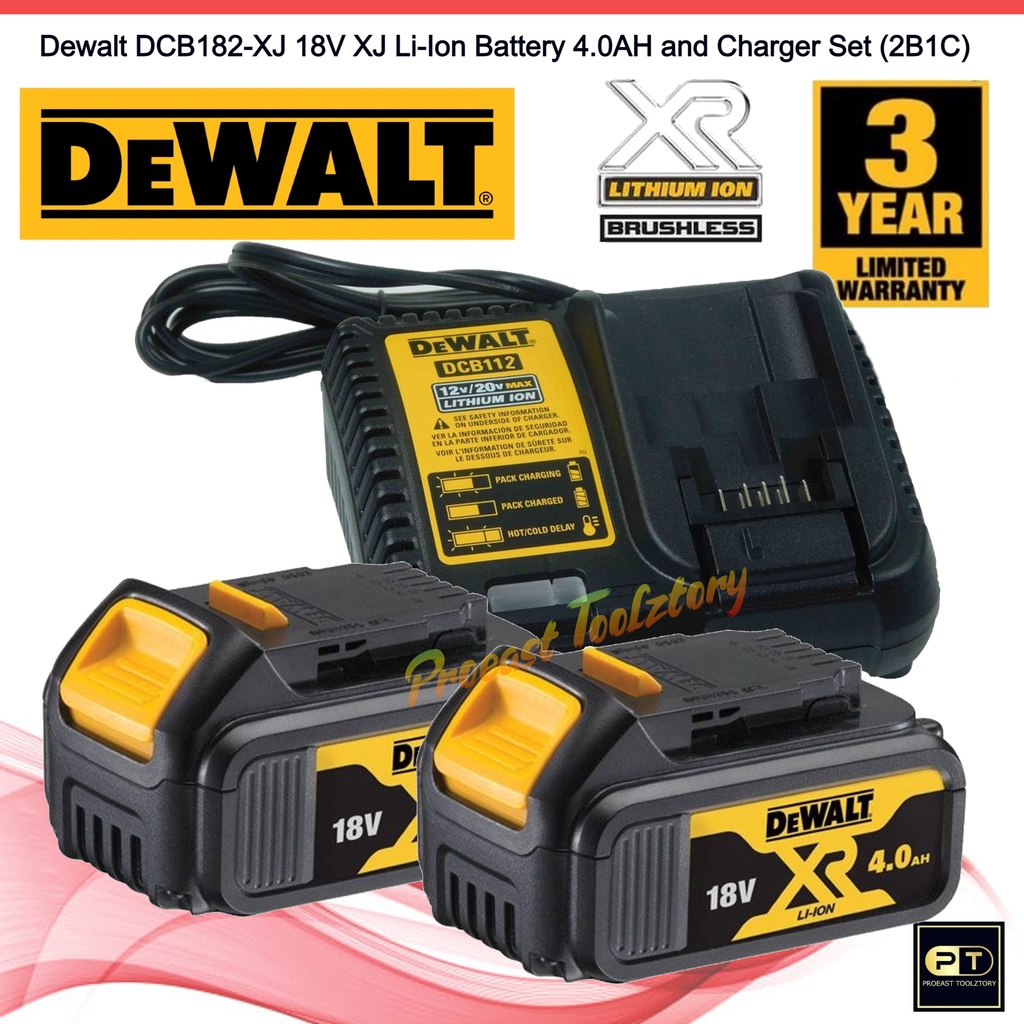 Dewalt Dcb182 Xj 18v Xr Li Ion Battery 40ah And Dcb112 B1 108v 18v Multi Voltage Xr Li Ion 8922