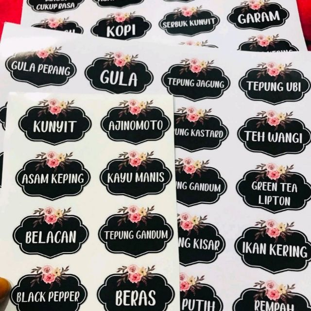 (BOLEH CUSTOM) Sticker Label Barang Dapur/Kitchen/Rempah Ratus Murah Shopee Malaysia