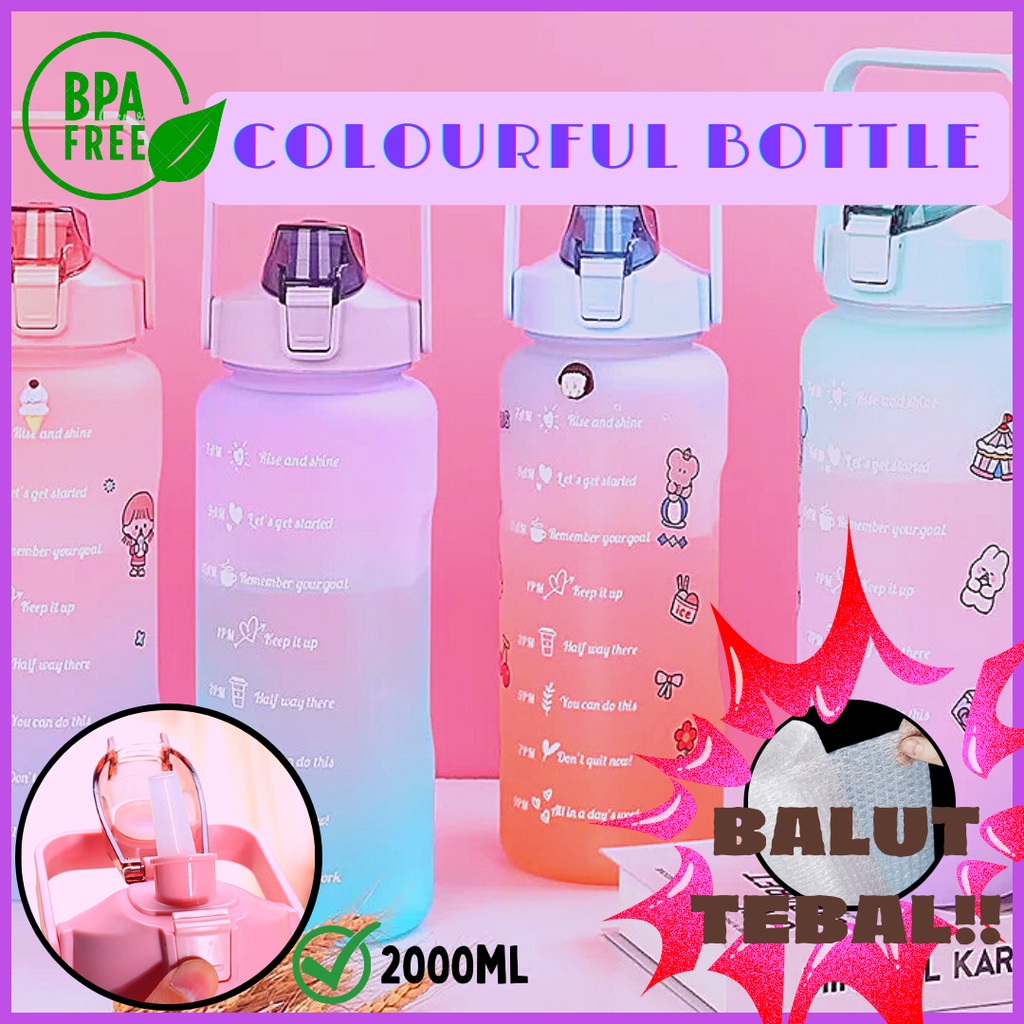 🔥SHIP IN 24 HOURS🔥 2 Liter Water Bottle With Straw Air Bottle 网红水壶 Big ...