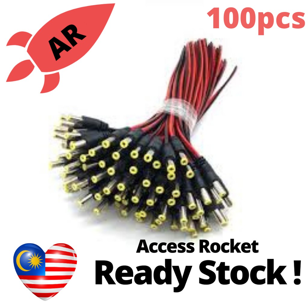 Male DC Power Jack Plug CCTV Camera Power 5.5 x 2.1mm X 100pcs | Shopee ...