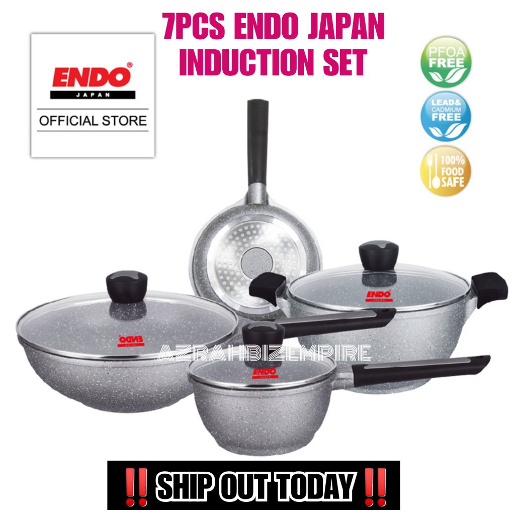 HOT! 7PCS ENDO JAPAN INDUCTION BASE DIE CAST GRANITE NONSTICK FRY PAN