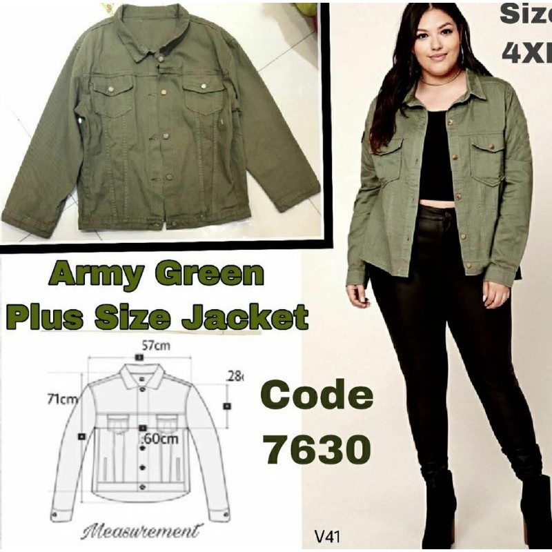 Plus size army green on sale jacket