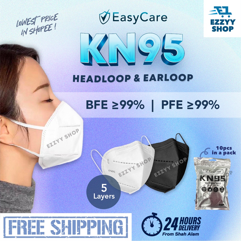 【SHIP 24JAM】KN95 Face Mask10pcs/pack 5ply Headloop Earloop Face Mask Mask K95 Hijab 5 Layers of