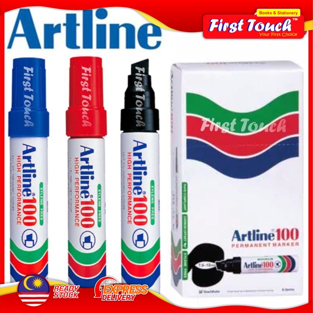 ARTLINE 100 Permanent Marker (Black / Blue / Red) Shopee Malaysia