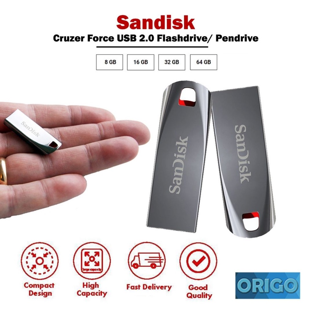 SanDisk Cruzer Force USB 2.0 Flashdrive/ Pendrive (8GB/16GB/32GB/64GB ...