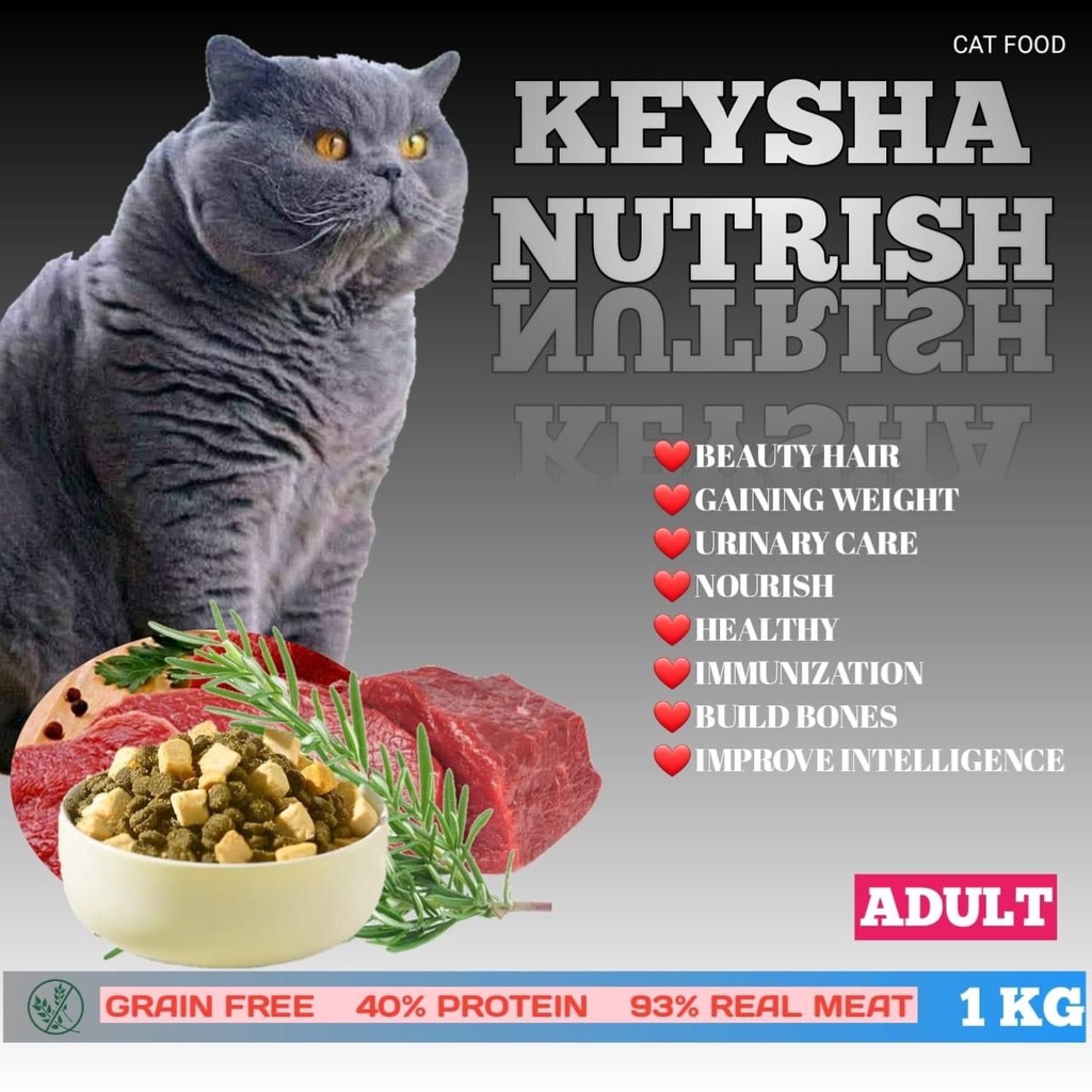 MAKANAN KUCING KEYSHA NUTRISH SUPER PREMIUM CAT FOOD GRAIN FREE KUCING