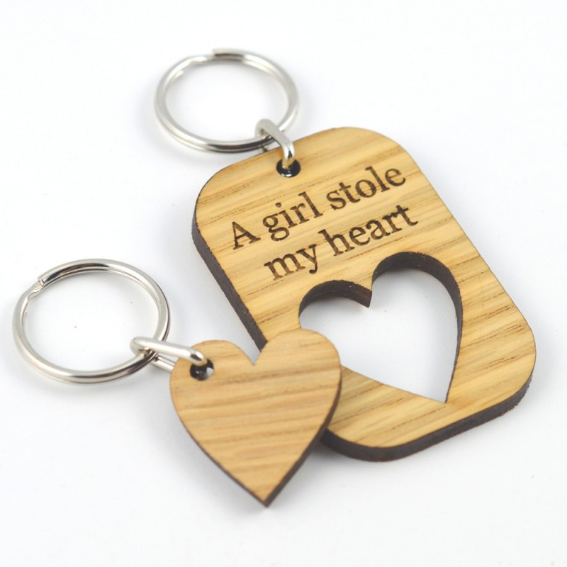 Customade Engraved Wooden Key Chain Couple Gift Shopee Malaysia