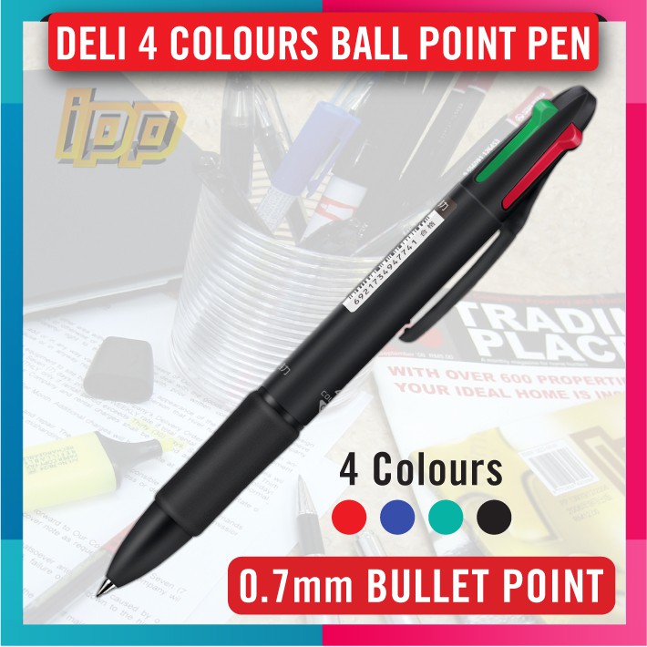 Deli Multifunction Ballpoint Pen 4 in 1 MultiColor Pen 0.7mm