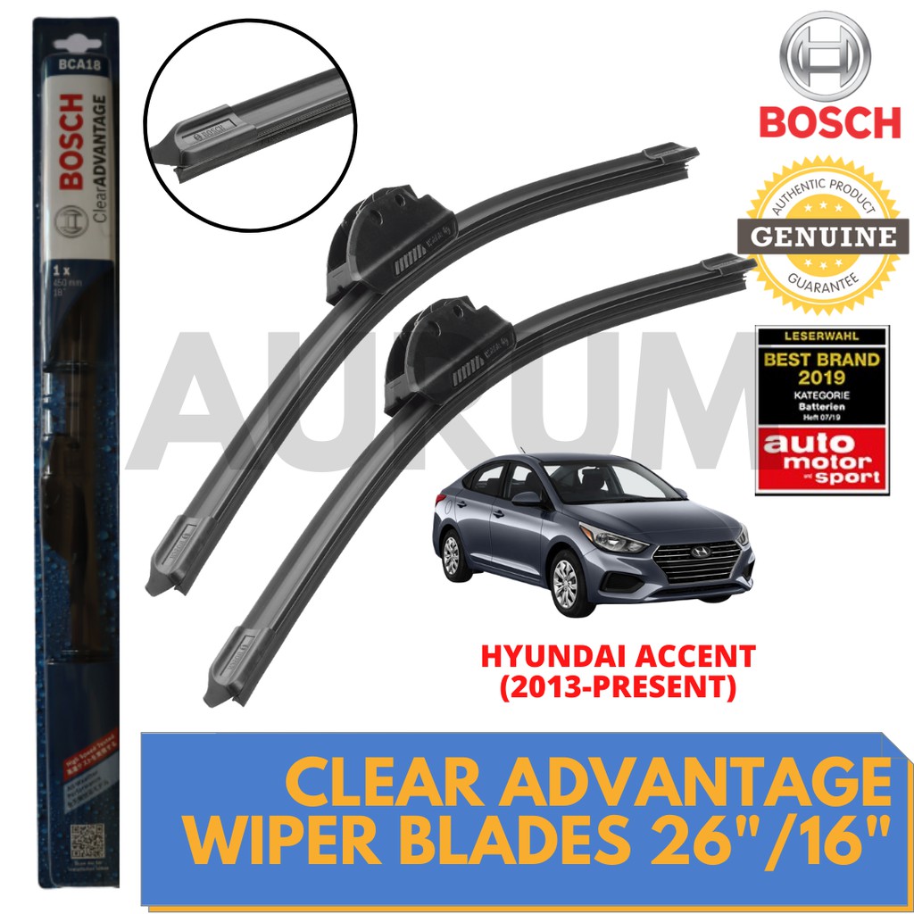 Bosch Clear Advantage Wiper Blade set for Hyundai Accent 2013Present