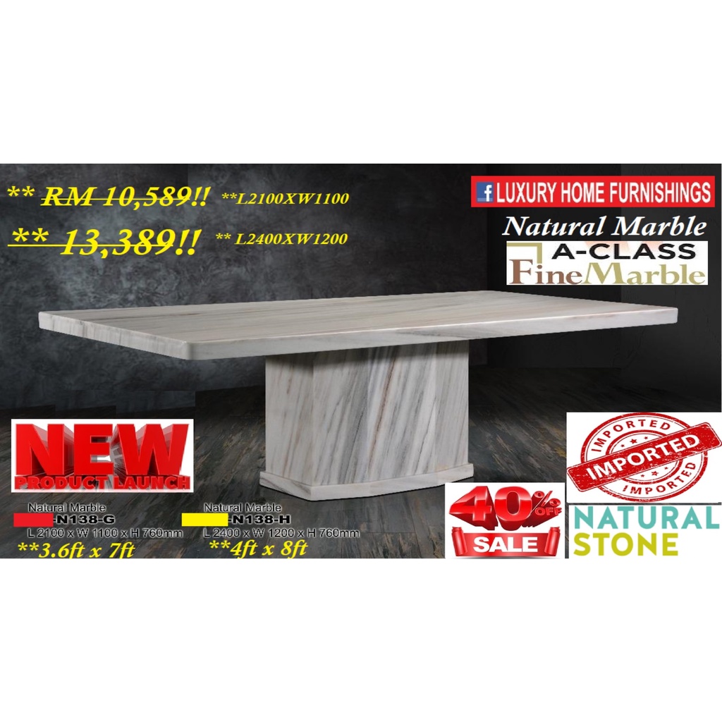 Greenville 138, 8ft x 4ft Imported NATURAL / ORIGINAL MARBLE DINING ...
