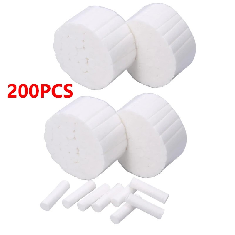 200pcs/4bags Dental Cotton Roll Surgical Cotton Rolls High absorbent