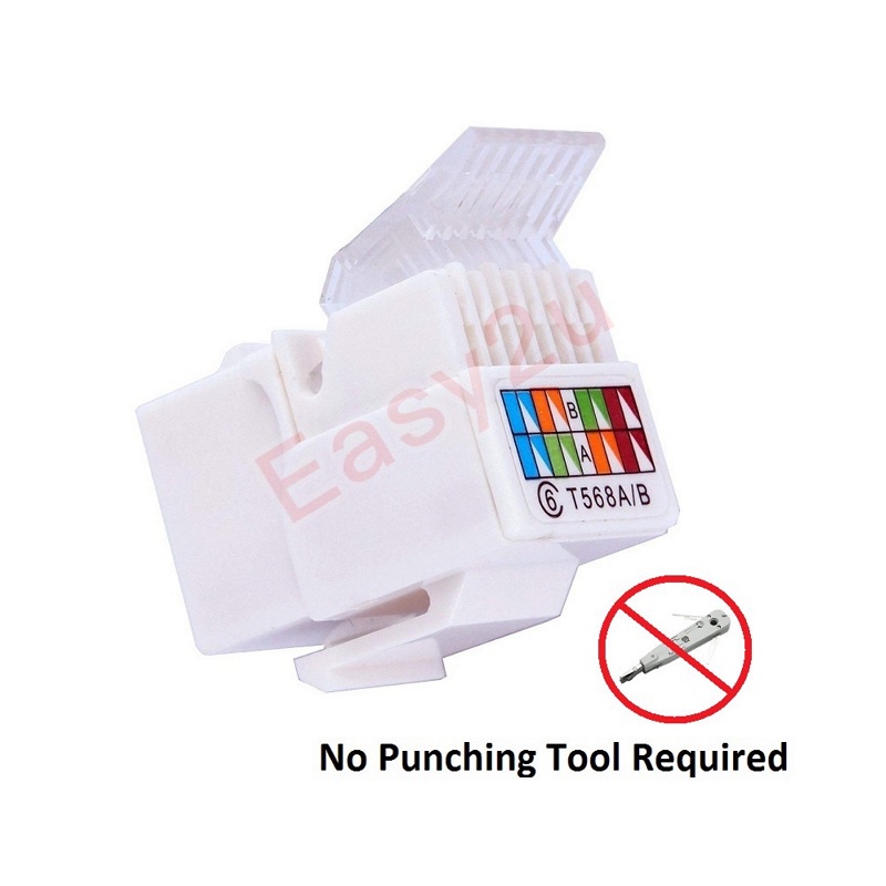 CAT5e/CAT6 RJ45 Keystone Jack Module Tool-Less No Punch Down Tool ...
