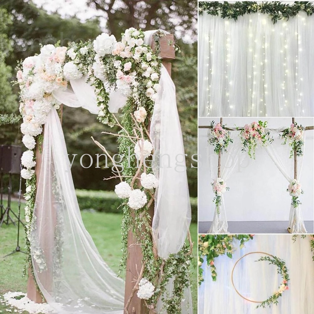10mx75cm Backdrop Gauze Curtain Organza Arches Chair Sash Ribbon DIY ...