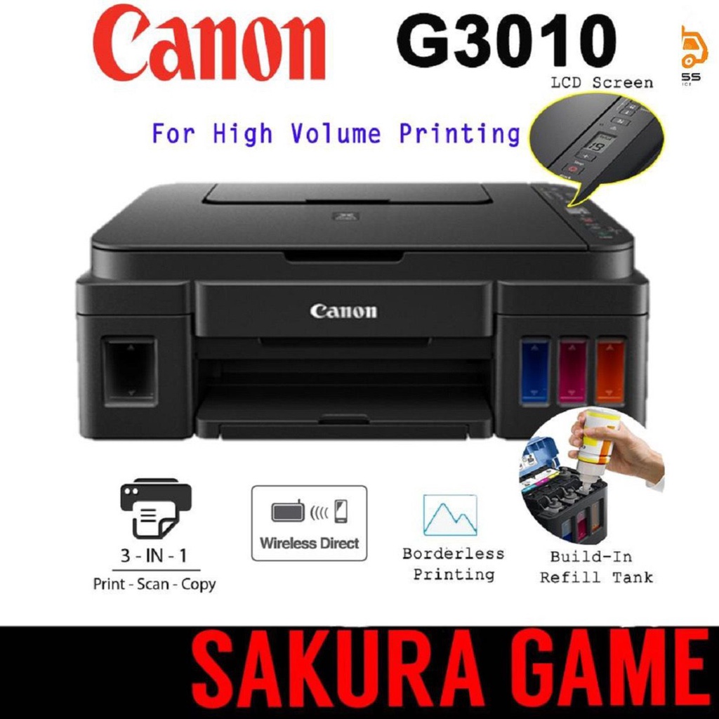Canon Pixma G3010 All In 1 Print/Scan/Copy/Wifi Wireless Hybrid Color