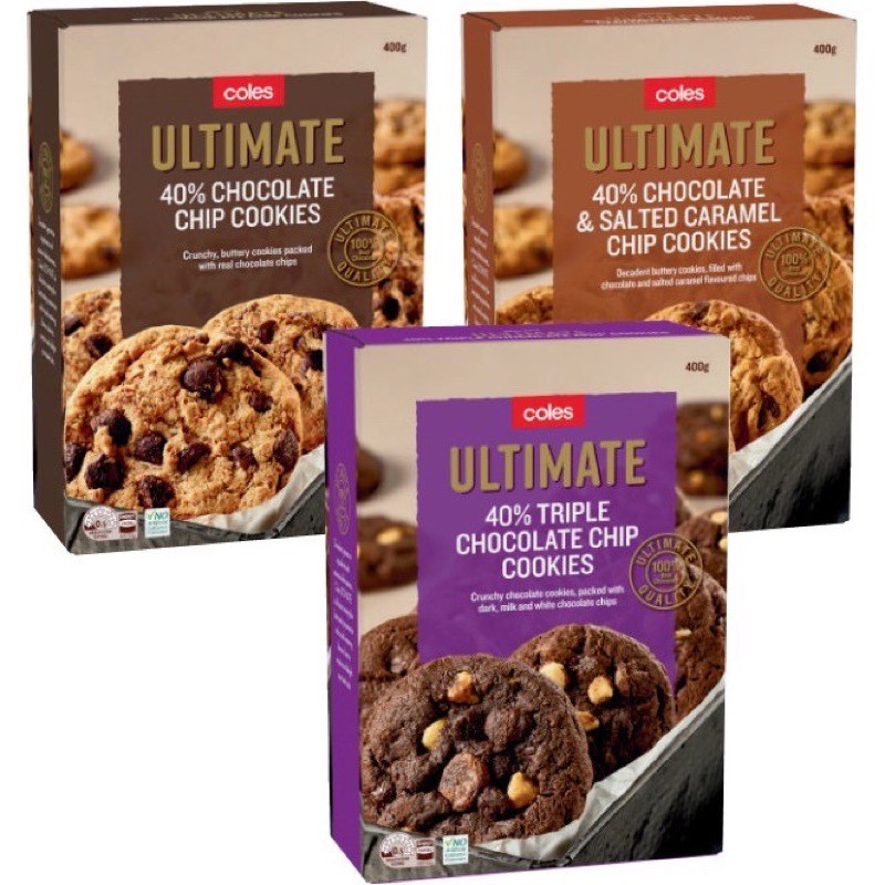 Coles Ultimate Chocolate chip cookies 400gm imported from Australia