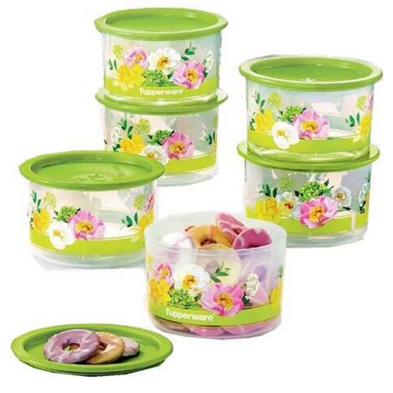 [READY STOCK]Green Floral One Touch Tupperware 950ml(2pcs) | Shopee ...