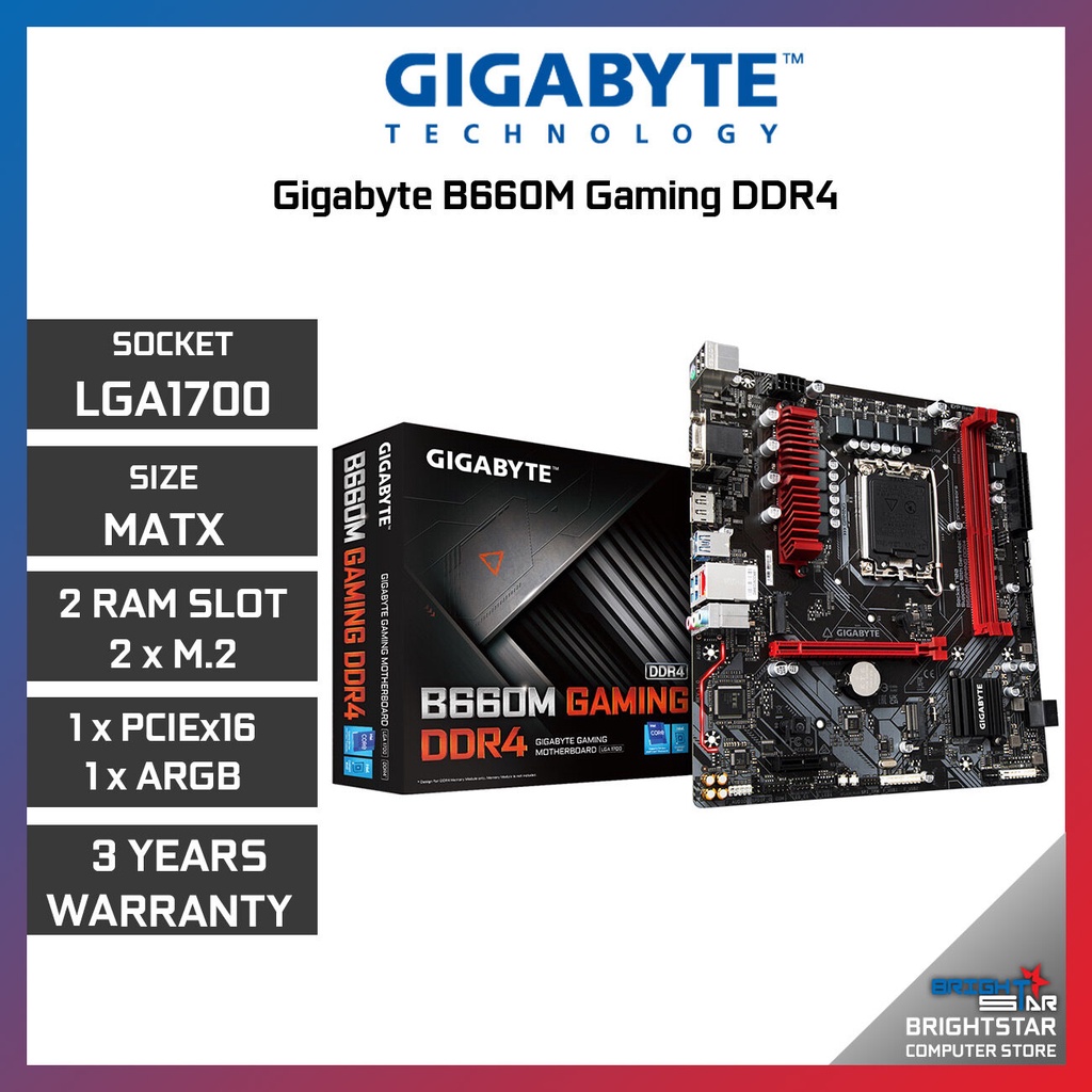 Gigabyte B660M Gaming DDR4 MATX Motherboard LGA1700 2 Ram Slot M.2 x 2 ...